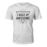 Men\'s I Wake Up Awesome Slogan T-Shirt - White - S