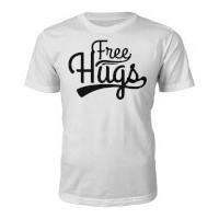 Men\'s Free Hugs Slogan T-Shirt - White - M