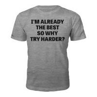 Men\'s The Best Slogan T-Shirt - Grey - L