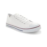 Mens Taylor Low Top Lace Up Canvas Trainers in White