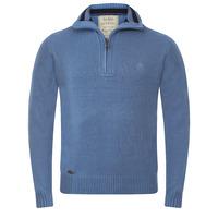 Men\'s Cotton Rich Zip Sweater in Blue