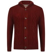 Men\'s cable knit chunky red cardigan - Tokyo Laundry