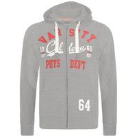 mens puff print design mid grey zip up hoodie versity college