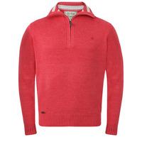Men\'s Cotton Rich Zip Sweater in Salmon