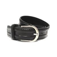 Mens Davis Slim Leather Belt in Black