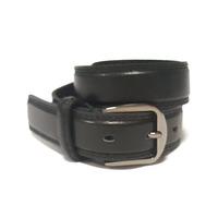 Mens Sidney Matte Finish Slim Leather Belt in Black