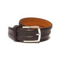 Mens Lucas Western Basketweave Leather Belt in Dark Brown