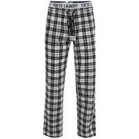 Men\'s printed drawcord checked black lounge bottoms - Tokyo Laundry