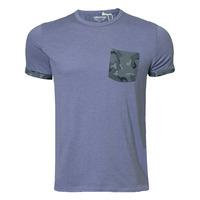 Mens Calvin Camouflage Pocket Detail T-Shirt in Blue Marl