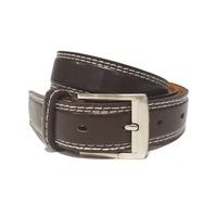 Mens Archie Contrast Stitch Leather Belt in Brown