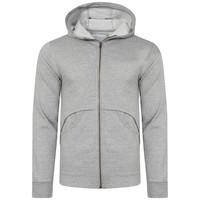 Mens Marc Curve Pocket Hoodie with Brass Zipper in Light Grey