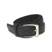 Mens Caleb Slim Leather Belt in Black