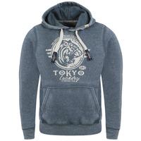 mens textured crack print petrol blue hoodie tokyo laundry