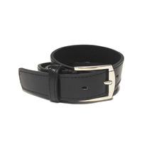 Mens Hugh Slim Shiny Leather Belt in Black