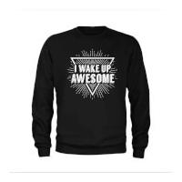 Men\'s I Wake Up Awesome Slogan Sweatshirt - Black - XXL