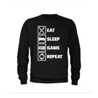Men\'s Eat Sleep Game Repeat Slogan Sweatshirt - Black - XXL