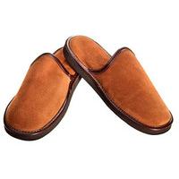 Mens Suede Mule Slipper, Brown, Size 6, Suede