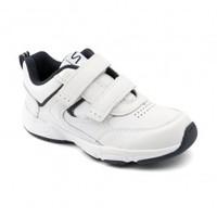 Meteor, White/Navy Blue Leather Riptape School Trainers