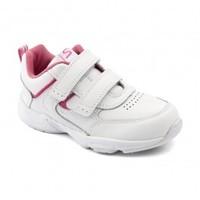 Meteor, White/Pink Leather Riptape School Trainers