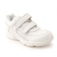 Meteor, White Leather Riptape School Trainers