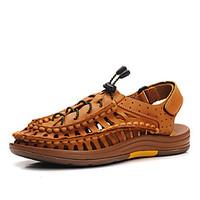 mens shoes outdoor casual nappa leather sandals brown gold