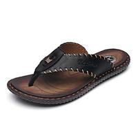 Men\'s Slippers Flip-Flops Spring Summer Comfort Cowhide Outdoor Casual Flat Heel Walking