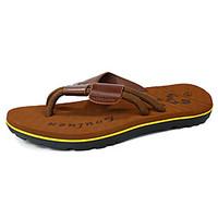 Men\'s Slippers Flip-Flops Spring Summer Microfibre Outdoor Casual Flat Heel Red Light Brown Dark Brown