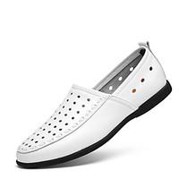 mens loafers slip ons spring fall comfort pu casual hollow out white b ...