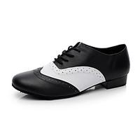 Men\'s Dance Shoes Modern Leather Flat Heel Black