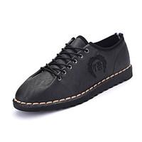 Men\'s Loafers Slip-Ons Spring Summer Fall Comfort Cowhide Outdoor Casual Flat Heel Walking Shoes Black