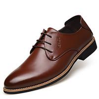 Men\'s Flats Spring / Fall Comfort Leatherette Office Career / Casual Flat Heel Lace-up Black / Brown / Orange Walking
