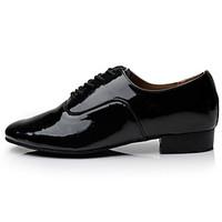 mens dance shoes latin samba performance leatherette chunky heel black ...