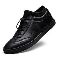 Men\'s Sneakers Spring / Summer / Fall / Winter Comfort Leather Casual Flat Heel Lace-up Black Others
