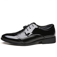 Men\'s Oxfords Comfort PU Spring Summer Fall Winter Casual Comfort Lace-up Flat Heel Black Flat