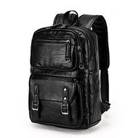 men pu bucket backpack school bag travel bag black