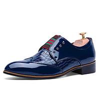 Men\'s Oxfords Spring Fall Comfort Bullock shoes Patent Leather Casual Flat Heel Button Gore Black Blue Burgundy Walking
