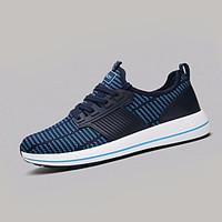 Men\'s Sneakers Comfort Fabric Spring Summer Athletic Walking Comfort Lace-up Flat Heel Black Dark Blue Black/Red 3in-3 3/4in