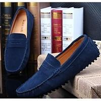 mens loafers slip ons comfort cowhide casual blue brown gray burgundy