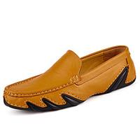 Men\'s Loafers Slip-Ons Spring Fall Comfort Cowhide Leather Outdoor Office Career Casual Flat Heel Blue Brown Black