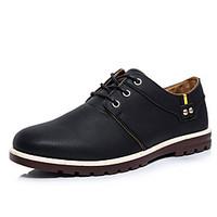 Men\'s Oxfords Spring / Fall Round Toe / Flats PU Office Career / Casual Flat Heel Others / Lace-up Black / Brow
