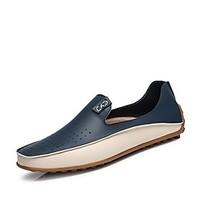 Men\'s Loafers Slip-Ons Spring Summer Fall Comfort Leather Office Career Casual Flat Heel Split Joint Beige Blue