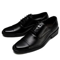 Men\'s Oxfords Comfort Formal Shoes Leather Fall Wedding Office Career Comfort Formal Shoes Lace-up Flat Heel Black Brown Under 1in