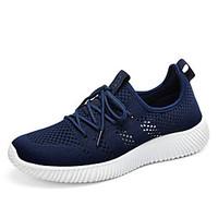 Men\'s Sneakers Spring Summer Comfort Hole Shoes Couple Shoes Tulle Outdoor Athletic Casual Running Flat Heel Lace-up Navy Blue Black