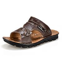 mens shoes pu casual sandals casual walking flat heel others brown yel ...