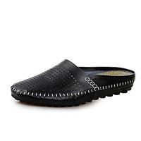 mens slippers flip flops summer slingback hole shoes cowhide outdoor c ...