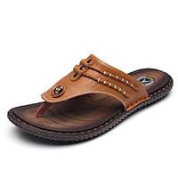 mens slippers flip flops light soles pu casual button dark brown dark  ...