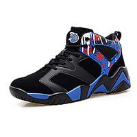 Men\'s Athletic Shoes Comfort Leather Spring Fall Athletic Basketball Comfort Lace-up Flat Heel Black/Red Black/White Black/Blue1in-1