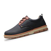 Men\'s Sneakers Spring / Fall Comfort PU Casual Flat Heel Lace-up Black / Blue / Brown / Yellow / Khaki Sneaker