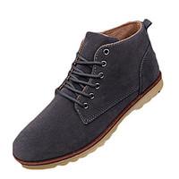 Men\'s Boots Spring Fall Comfort Suede Office Career Casual Flat Heel Lace-up Black Brown Gray Walking