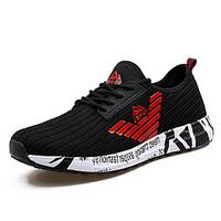 Men\'s Athletic Shoes Spring Summer Light Soles PU Outdoor Casual Flat Heel Lace-up Black Other